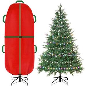 Jumbo Upright Christmas Tree Storage Bag, Upright Christmas Tree Storage Cover With Zipper & Adjustable Straps,Tear Resistant Upright Storage Christmas Tree Cover for 4 Foot Assembled Christmas Tree, 2.34ft x 4.51 ft