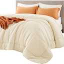 Bedsure Comforter Duvet Insert - Quilted Comforters Full Size, All Season Duvet, GentleSoft Down Alternative Bedding, with 8 Tabs, Gifts for Women/Men,Cream,Full 86 x 82 Inches