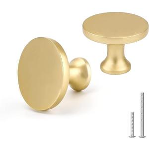 goldenwarm 10 Pack Gold Cabinet Knobs Brushed Brass Kitchen Drawer Knobs - LSJ12GD Single Hole Square Cupboard Bathroom Door Knobs Gold Cabinet Pulls Hardware Brushed Gold Knobs 2in/50mm Overall lenth