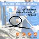 Jooptoolwook Hydraulic Hose 1/2" Hydraulic Hose with Male NPT X Male NPT 18" Long 3988 psi, Black