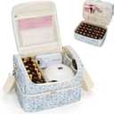 CUBETASTIC Nail Polish Organizer, Nail Supplies Storage Case Holds 45 Bottles Nail Polish & Nail Lamp, Travel Nail Tech Carrying Bag, Nail Kit Bag For Nail Stuff & Manicure Tools (Blue Floral)