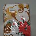 SASTYBALE Christmas Tablecloth Rectangle, Jacquard Fabric Christmas Table Cloth with Poinsettia Flowers, Spillproof Table Cover for Winter Holiday Dinner Decor (Rectangle, 60" x 84")