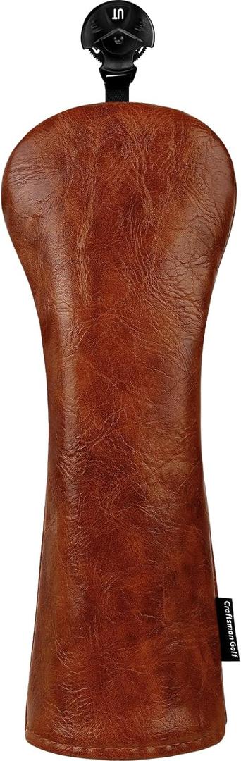Craftsman Golf Premium Leather Brown Blade Mallet Putter Cover Driver Fairway Wood Headcover Cover Magnetic Closure