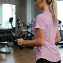 LETSEE Womens Workout Top Short Sleeve Athletic T-Shirt Lightweight Breathable Yoga Gym Tee Loose Fit Summer Activewear (Purple)