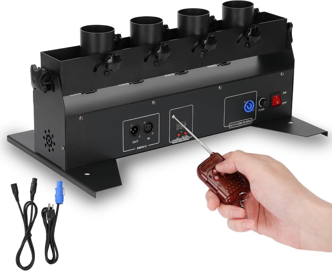 Confetti Cannon Machine, DMX/Remote-Controlled Confetti Blower for Weddings, Discos, Clubs, Show Stages, and Parties Confetti Machine with 4-shot Capacity