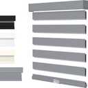 Cordless Zebra Blinds for Windows with Free-Stop(Gray,27" W x 50" H) Dual Layer Shades for Day & Night Privacy and Light Filtering, Perfect for Home & Bedroom, Easy to Install