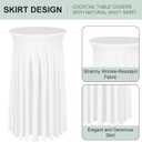 BDDC Cocktail Table Covers - 2 Pack 24"x 43" White Cocktail Table Tablecloth with Natural Wavy Round Skirt for Bar Wedding Party Banquet