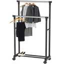 Simple Houseware Double Rod Portable Clothing Hanging Garment Rack