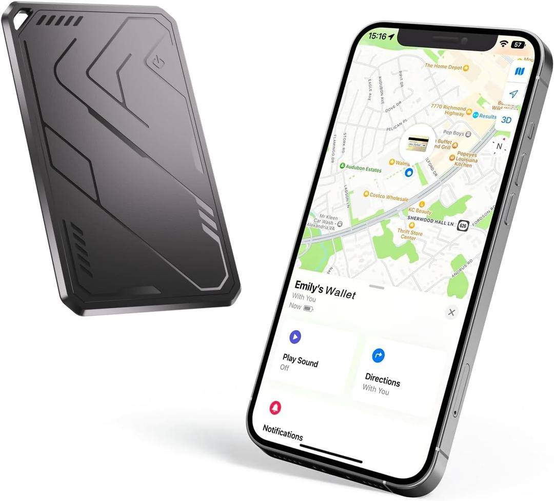 2 x Airtag Wallet Tracker Card for Apple: Bluetooth Tracker Smart Card for Men Gifts Passport Tracker with Find My Keys Finder and Item Locator for Keys Luggage Passport, iOS Only (1 Pack)