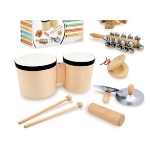 Toddler Drum Set & Musical Instruments for Toddlers – Montessori Wooden Percussion Instrument Set with Bongo Drum, Jingle Bells, Cymbals, Castanet & Guiro | Ages 3+