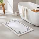 Madison Park Evan 100% Cotton Bathroom Rug Non Slip Backing-Luxrurious Tufted Plush Bath Mat Absorbent, Quick Dry, Spa Design Shower Room Dcor, 24x40, White