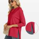 ANRABESS Womens 3/4 Length Sleeve Tops Loose Fit Tunic Shirts Oversized Spring Summer Casual Crew Neck Basic Boxy Tee (Red, M)