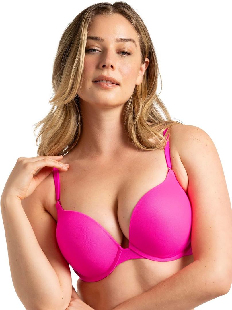 Smart & Sexy Women's Add 2 Cup Sizes Push-Up Bra, Electric Pink (Mesh), 34C