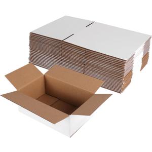 Hoikwo 8x5x3 Shipping Boxes Set of 25, White Corrugated Cardboard Box for Small Business for Packaging Mailing