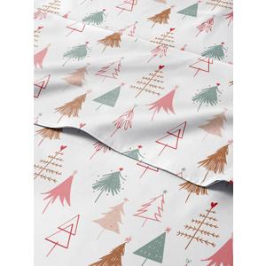 King Christmas Tree Sheet Set - Holiday Xmas Pattern Bedding Set - Deep Pockets - Snug Fit - 4 Piece - Wrinkle Free - Cooling Comfy Cozy Festive Winter - Holiday Sheets for Women, Men, Kids & Teens