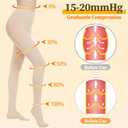 Medical Compression Pantyhose for Women Men, 15-20 mmHg Compression Tights, Closed Toe Graduated Compression Stockings, High Waist Compression Leggings, Support Hose for Varicose Veins, Edema, Medium, Beige