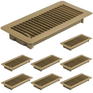 8 Pack 4" x 10" Floor Register - Heavy Duty Steel Walkable Floor Vent Covers - Easy Adjust Air Supply Lever - Vent Covers for Home Floor (Brown, 4x10 Inches)