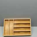 Bamboo Silverware Organizer, Bamboo Kitchen Drawer Cutlery Organizer, Utensil Holder, Flatware Organizer Tray (15.8"x9.5"x1.6")