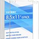 Acrylic Sign Holder 8.5 x 11 Vertical, Wall Mount Document Holder, Clear Plastic Picture Frame with Tape Adhesive and Screws for Office, Home, Store, Restaurant - 6 Pack