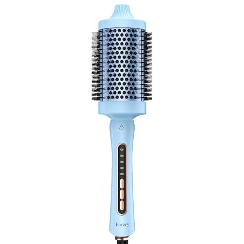 Farery 2.4" Thermal Brush, Large Barrel Heated Round Brush with Triple PTC & 5 Heat Settings (280-420°F), Lightweight Dual Voltage for Voluminous Big Curls, Waves & Straightening Long Hair