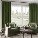 ChrisDowa Olive Pinch Pleated Blackout Linen Curtains 102 inches Long 2 Panels for Living Room Bedroom Farmhouse Room darking Thermal Insulated Back Tab Hooks Rings Window Treatment Drapes,40x102