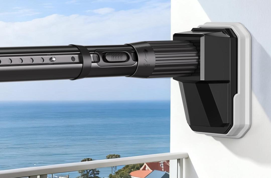 FADOTY Tension Curtain Rods No Drilling, Extra Long Tension Rod 41-139 Inch, Heavy Duty Shower Curtain Rod for Outdoor Patio Bathroom Windows Room Divider, Adjustable, Anti-Slip, No Rust, Black