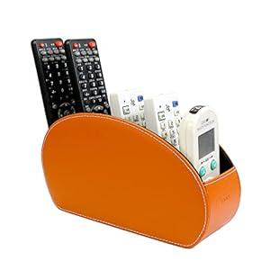 Fosinz Remote Control Holder TV Controller Caddy Organizer Table Desk Leather Storage 5 Spacious Compartments