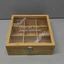 Handrong Modern Bamboo Tea Box, 9-Compartment Tea Bag Holder Organizer with Clear Cover