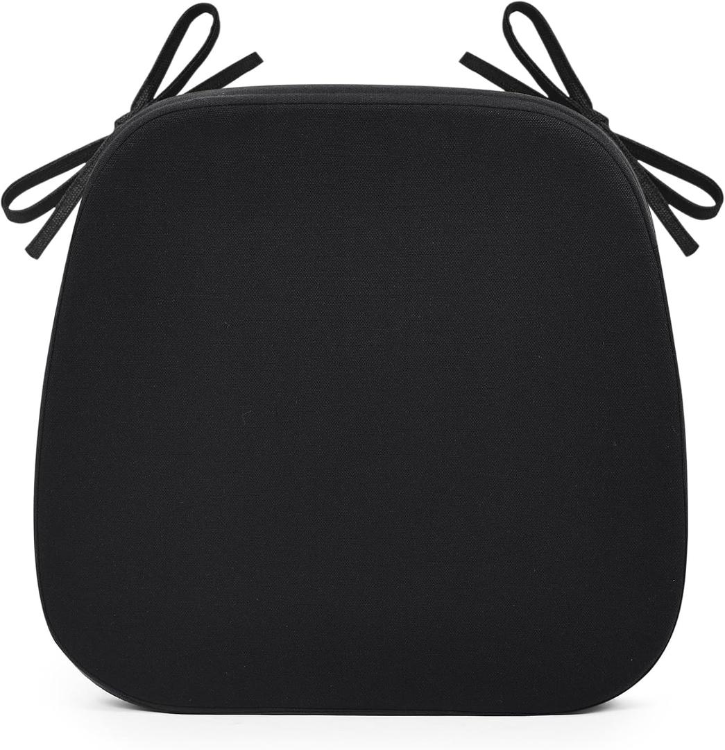 Shinnwa Chair Cushion for Dining Chair, Non-Slip Kitchen Chair Cushion with Detachable Straps and Machine Washable Cover, 17x16x2in, Black