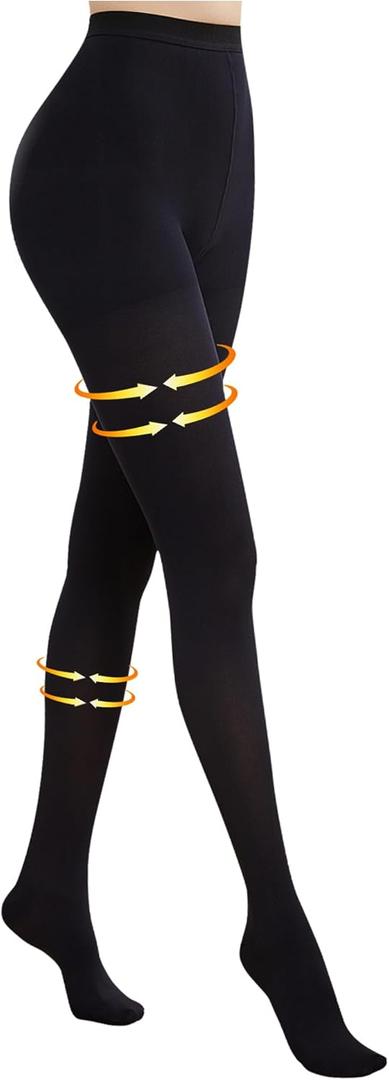 Medical Compression Pantyhose for Women Men, 15-20 mmHg Compression Tights, Closed Toe Graduated Compression Stockings, High Waist Compression Leggings, Support Hose for Varicose Veins, Edema (Large, Black)