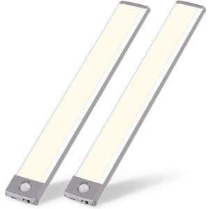 54-LED Under Cabinet Lights,USB Rechargeable Kitchen Night Light,Battery Operated Counter Closet Lighting,Wireless Motion Activated Light for Cabinets Cupboard Pantry(Warm Light 2Pack (12.7 in-54LED-2PACK)