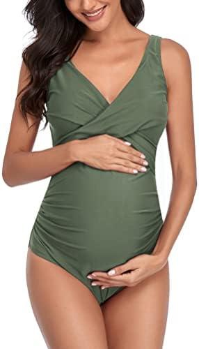SUMMERSUNSHINE Maternity One Piece Swimwear Front Cross Pregnancy Swimsuit Bathing Suit Maternity Bikini M
