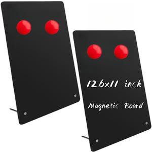 2-Pack Magnet Board, Magnet Display Stand, 12.6 x 11 Inch Memo Board with Removable Feet for Desk, Kitchen, Memo, Photo and Document Display(2, Black-Vertical)
