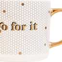 Sweet Water Decor Go For It Tile Coffee Mugs | Novelty Coffee Mugs | 17oz Gold Handle Coffee Cup | Cute Coffee Mug | Motivational Gifts