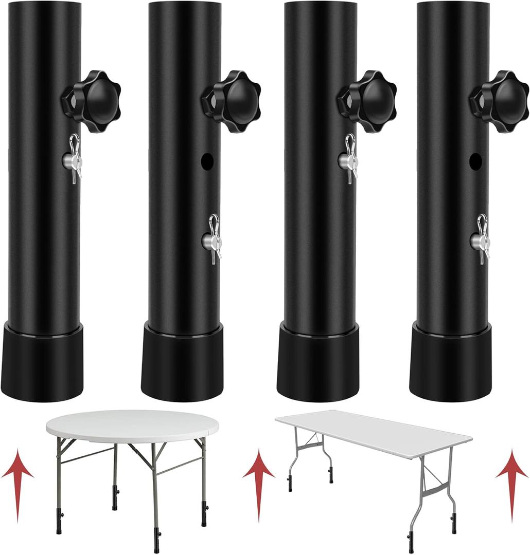 8 PCS Folding Table Leg Extenders, 2 Levels Adjustable Height Folding Table Leg Risers, Heavy Duty Metal Desk Leg Extensions, Rise Table Height 3.6in | 5.2in
