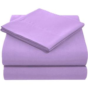 High Kotton 1000 Thread Count 9 inch Deep Pocket 3 PCs Fitted Sheet Set 100% Egyptian Cotton Solid Pattern Size Queen Color Lilac