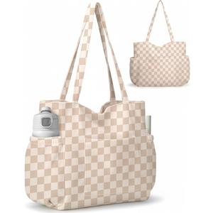 Cmipeob Corduroy Tote Bag for Women Large Capacity Cute Zipper Laptop Work Travel Gym Tote Bag Teacher Nurse Bible Bag Hand Bags Lightweight Multi Compartment Cord Purse with Inner Pocket Khaki