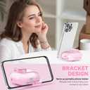 for Airpods 4 Case Clear,Cute Soft TPU Clear Case Cove for Apple Airpods 4th Generation Case (2024) with Cleaning Kit Lock & Bling Keychain, Phone Holder Function (Pink)