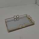 Gold Mirror Tray - Beautiful and Elegant Makeup Vanity Tray, Luxury Rust-Proof Glass for Bathroom Dresser and Bedroom