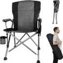 Folding Camping Chair with Cup Holder and Storage Bag, Heavy Duty Support 400 LBS, Oversized Collapsible Portable Camping Chair for Outdoor Camp, Picnic, Travel, Fishing Grey (Small)