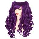 ColorGround Long Curly Cosplay Wig with 2 Ponytails (Dark Purple)