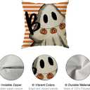 Halloween Pillow Covers Trick or Treat Boo Watercolor Pumpkins Ghosts Throw Pillow Cases Set of 4 Autumn Decorations for Farmhouse Home Bedroom Sofa Couch Outdoor Holiday Decor 16x16 Inch