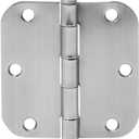 Amazon Basics Rounded Interior Door Hinges with Screws, 3.5" x 3.5", Satin Nickel, Curved Corners, 18-Pack