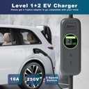 1+2 EV Charger Level Portable Electric Car Charger 6-20P 16A Power Plug 3.5KW 110V-240V for J1772 Electric Cars (Applicable to Household Electricity)
