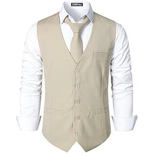 ZEROYAA Men's Hipster Urban Design 3 Pockets Business Formal Dress Vest for Suit Tuxedo M
