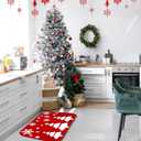 Tinideya Christmas Bathroom Rug 20"x 32" Xmas Bath Mat Red Xmas Bathroom Decor Reindeer Tree Snowflake Bath Mat Non Slip Absorbent Microfiber Washable Soft Holiday Shower Rug(Christmas Tree)