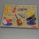 Melissa & Doug Musical Instruments Sound Puzzle - Wooden Peg Puzzle with Light-Activated Sound Effects (8 pcs) Wooden Peg Baby Music Learning Toys, For Toddlers And Preschoolers Ages 2+