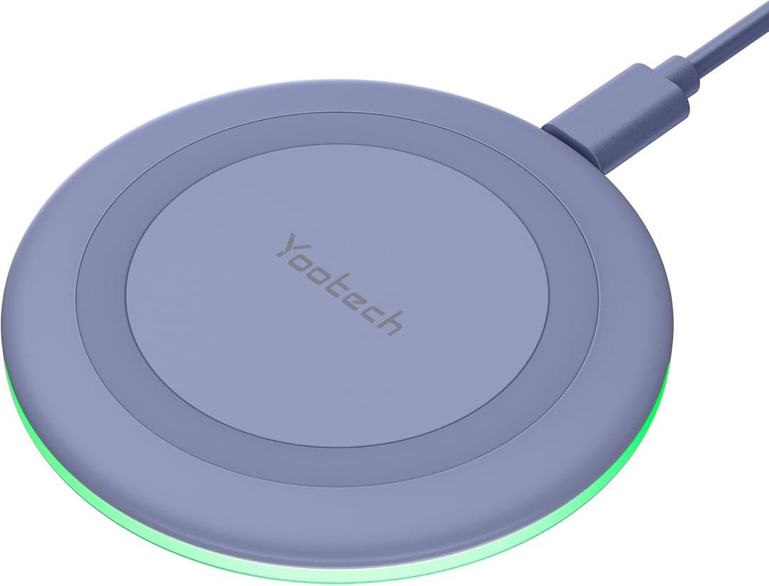 Yootech Wireless Charger,10W Max Wireless Charging Pad Compatible with iPhone 17/17 Pro/17 Pro Max/Air/16/15/14/13/SE 2022/12/11,Samsung Galaxy S25/S24/S23,for AirPods Pro 3(No AC Adapter) (Clove Purple)