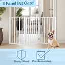 Pet Gate - 3-Panel Indoor Foldable Dog Fence for Stairs, Hallways or Doorways - 50x10x64.5cm-Inch Retractable Wood Freestanding Dog Gates by PETMAKER (White)