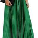 ebossy Women's High Waist Flowy Pleated Chiffon Maxi Skirt